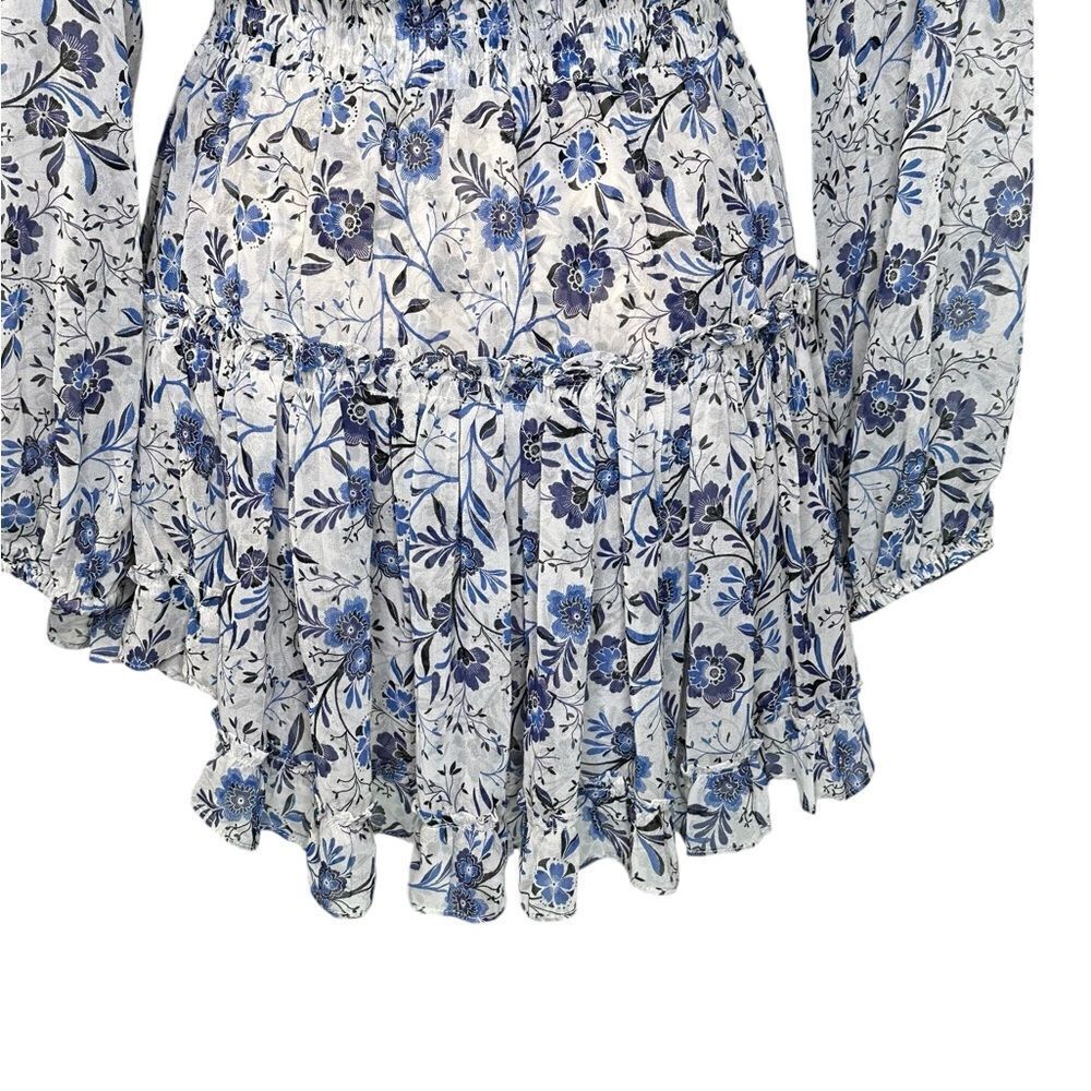 Misa Los Angeles Lorena Long Sleeve Blue Floral Mini Dress | Size S - Picture 8 of 11